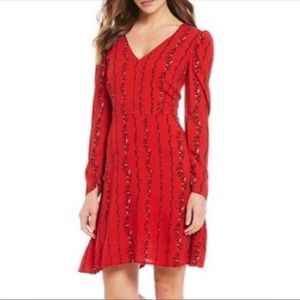 A Loves A Red Long Sleeve Poinsettia A-line Dress. Size 2. EUC.